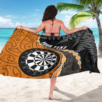 Personalised New Zealand Darts Sarong Koru Tribal Tattoo and Silver Fern Maori Pattern Orange Color