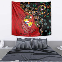 Tonga Ngatu and Australia Together Tapestry Polynesian Humpback Whale and Aboriginal Kangaroo