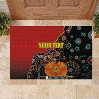 Personalised Papua New Guinea and Australia Together Rubber Doormat Bird-of-paradise and Kangaroo with Aboriginal Pattern
