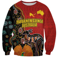 Personalised Papua New Guinea and Australia Together Sweatshirt Bird-of-paradise and Kangaroo with Aboriginal Pattern