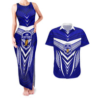 Kimbe Cutters Rugby Couples Matching Tank Maxi Dress and Hawaiian Shirt Papua New Guinea Polynesian Tattoo Blue Version LT03 Blue - Polynesian Pride