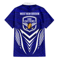 Kimbe Cutters Rugby Family Matching Off Shoulder Short Dress and Hawaiian Shirt Papua New Guinea Polynesian Tattoo Blue Version LT03 - Polynesian Pride