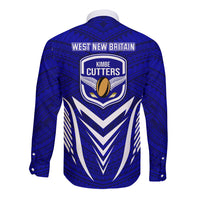 Kimbe Cutters Rugby Long Sleeve Button Shirt Papua New Guinea Polynesian Tattoo Blue Version LT03 - Polynesian Pride
