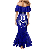 Custom Kimbe Cutters Rugby Family Matching Mermaid Dress and Hawaiian Shirt Papua New Guinea Polynesian Tattoo Blue Version LT03 - Polynesian Pride