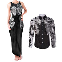 Japanese Irezumi and Hawaiian Polynesian Art Tattoo Couples Matching Tank Maxi Dress and Long Sleeve Button Shirt Black Color LT03 Black - Polynesian Pride