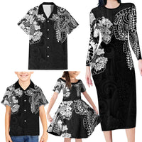 Japanese Irezumi and Hawaiian Polynesian Art Tattoo Family Matching Long Sleeve Bodycon Dress and Hawaiian Shirt Black Color LT03 - Polynesian Pride