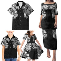 Japanese Irezumi and Hawaiian Polynesian Art Tattoo Family Matching Puletasi and Hawaiian Shirt Black Color LT03 - Polynesian Pride