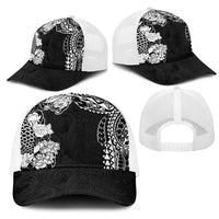 Japanese Irezumi and Hawaiian Polynesian Art Tattoo Mesh Trucker Cap Black Color - Polynesian Pride
