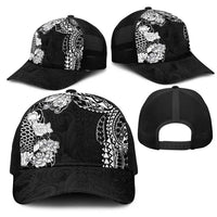 Japanese Irezumi and Hawaiian Polynesian Art Tattoo Mesh Trucker Cap Black Color - Polynesian Pride