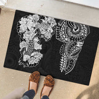 Japanese Irezumi and Hawaiian Polynesian Art Tattoo Rubber Doormat Black Color - Polynesian Pride