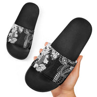 Japanese Irezumi and Hawaiian Polynesian Art Tattoo Slide Sandals Black Color - Polynesian Pride
