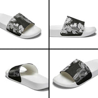 Japanese Irezumi and Hawaiian Polynesian Art Tattoo Slide Sandals Black Color - Polynesian Pride