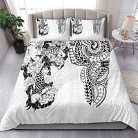 Japanese Irezumi and Hawaiian Polynesian Art Tattoo Bedding Set White Color - Polynesian Pride