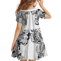 Japanese Irezumi and Hawaiian Polynesian Art Tattoo Family Matching Long Sleeve Bodycon Dress and Hawaiian Shirt White Color LT03 - Polynesian Pride