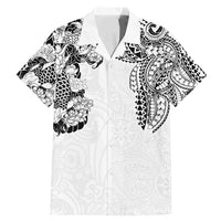 Japanese Irezumi and Hawaiian Polynesian Art Tattoo Family Matching Mermaid Dress and Hawaiian Shirt White Color LT03 Dad's Shirt - Short Sleeve White - Polynesian Pride