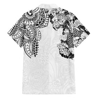 Japanese Irezumi and Hawaiian Polynesian Art Tattoo Family Matching Puletasi and Hawaiian Shirt White Color LT03 - Polynesian Pride