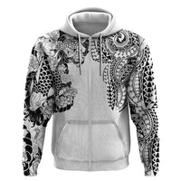 Japanese Irezumi and Hawaiian Polynesian Art Tattoo Hoodie White Color - Polynesian Pride