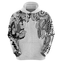 Japanese Irezumi and Hawaiian Polynesian Art Tattoo Hoodie White Color - Polynesian Pride
