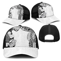 Japanese Irezumi and Hawaiian Polynesian Art Tattoo Mesh Trucker Cap White Color - Polynesian Pride