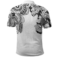 Japanese Irezumi and Hawaiian Polynesian Art Tattoo Polo Shirt White Color - Polynesian Pride