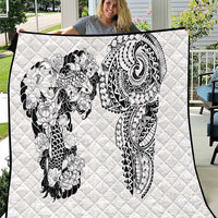 Japanese Irezumi and Hawaiian Polynesian Art Tattoo Quilt White Color LT03 White - Polynesian Pride