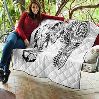 Japanese Irezumi and Hawaiian Polynesian Art Tattoo Quilt White Color LT03 - Polynesian Pride