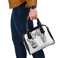 Japanese Irezumi and Hawaiian Polynesian Art Tattoo Shoulder Handbag White Color - Polynesian Pride