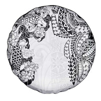 Japanese Irezumi and Hawaiian Polynesian Art Tattoo Spare Tire Cover White Color - Polynesian Pride