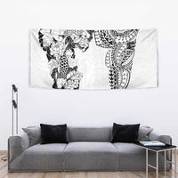 Japanese Irezumi and Hawaiian Polynesian Art Tattoo Tapestry White Color - Polynesian Pride