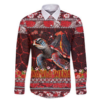 Hawaii KaʻUla Wena Volcano Turtle Family Matching Mermaid Dress and Hawaiian Shirt Lava and Tropical Plants Tribal Pattern