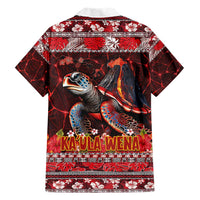 Hawaii KaʻUla Wena Volcano Turtle Family Matching Short Sleeve Bodycon Dress and Hawaiian Shirt Lava and Tropical Plants Tribal Pattern