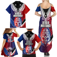New Zealand Waitangi Family Matching Summer Maxi Dress and Hawaiian Shirt Kia Ora Maori Koruru Tiki Mask LT03 - Polynesian Pride