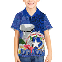 Northern Mariana Islands Hafa Adai Latte Stone Kid Hawaiian Shirt Blue Color LT03 Kid Blue - Polynesian Pride