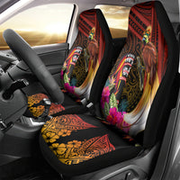 Papua New Guinea Bird-of-Paradise Car Seat Cover Hibiscus and Kundu Drum Tribal Pattern