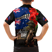 New Zealand and Australia ANZAC Day Family Matching Tank Maxi Dress and Hawaiian Shirt National Flag mix Kiwi Bird and Kangaroo Soldier Style LT03 - Polynesian Pride