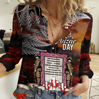 New Zealand ANZAC Day Women Casual Shirt The Ode of Remembrance and Silver Fern LT03 Female Black - Polynesian Pride