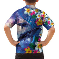 Hawaiian Lei Day Plumeria Humpback Whales Hawaiian Shirt Polynesian Art Vibrant Starry Nebula Style