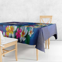 Hawaiian Lei Day Plumeria Humpback Whales Tablecloth Polynesian Art Vibrant Starry Nebula Style