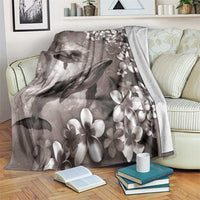 Hawaiian Lei Day Plumeria Humpback Whales Blanket Polynesian Art Vibrant Starry Nebula Grayscale Style