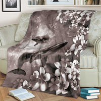 Hawaiian Lei Day Plumeria Humpback Whales Blanket Polynesian Art Vibrant Starry Nebula Grayscale Style