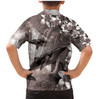 Hawaiian Lei Day Plumeria Humpback Whales Family Matching Mermaid Dress and Hawaiian Shirt Polynesian Art Vibrant Starry Nebula Grayscale Style