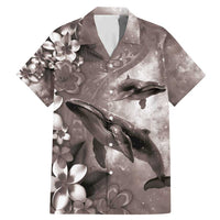 Hawaiian Lei Day Plumeria Humpback Whales Family Matching Mermaid Dress and Hawaiian Shirt Polynesian Art Vibrant Starry Nebula Grayscale Style