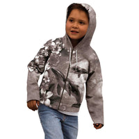 Hawaiian Lei Day Plumeria Humpback Whales Kid Hoodie Polynesian Art Vibrant Starry Nebula Grayscale Style