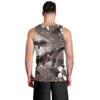 Hawaiian Lei Day Plumeria Humpback Whales Men Tank Top Polynesian Art Vibrant Starry Nebula Grayscale Style