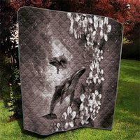 Hawaiian Lei Day Plumeria Humpback Whales Quilt Polynesian Art Vibrant Starry Nebula Grayscale Style