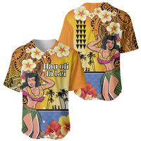 Happy Lei Day Baseball Jersey Hula Girl Polynesian Flower Kakau Pattern