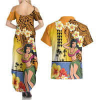 Happy Lei Day Couples Matching Summer Maxi Dress and Hawaiian Shirt Hula Girl Polynesian Flower Kakau Pattern LT03 - Polynesian Pride