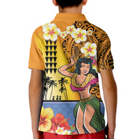 Happy Lei Day Kid Polo Shirt Hula Girl Polynesian Flower Kakau Pattern