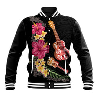 Ukulele mix Polynesian Flower Baseball Jacket Hawaiian Tribal Pattern