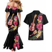 Ukulele mix Polynesian Flower Couples Matching Mermaid Dress and Hawaiian Shirt Hawaiian Tribal Pattern LT03 - Polynesian Pride